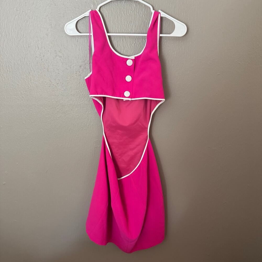 AMANDA UPRICHARD Beeba Dress Hot Pink and White Mini Size Medium - Picture 4 of 7
